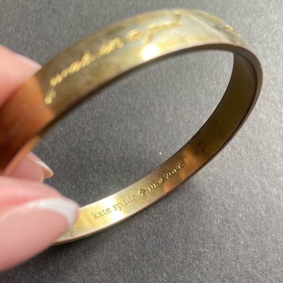 Kate Spade Of New York Best Friend Ever Etchings Gold Tone Bangle Bracelet - Picture 2 of 14